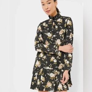 Tuckernuck Black Floral Ruffle Neck Dress